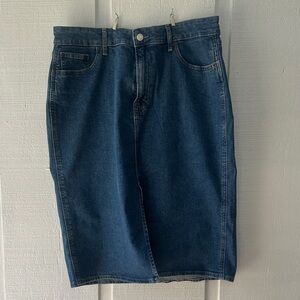 Gap Denim Midi Skirt Size 14 Blue Jean Pencil Skirt